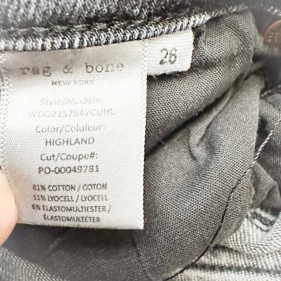 Rag & Bone Nina High-Rise Ankle Cigarette Gray Wash Charcoal Denim Jeans Size 26 - Picture 8 of 9